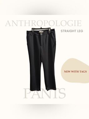 Anthropologie Black Business Pants – NWT Straight Leg Ankle Zip Petite Medium